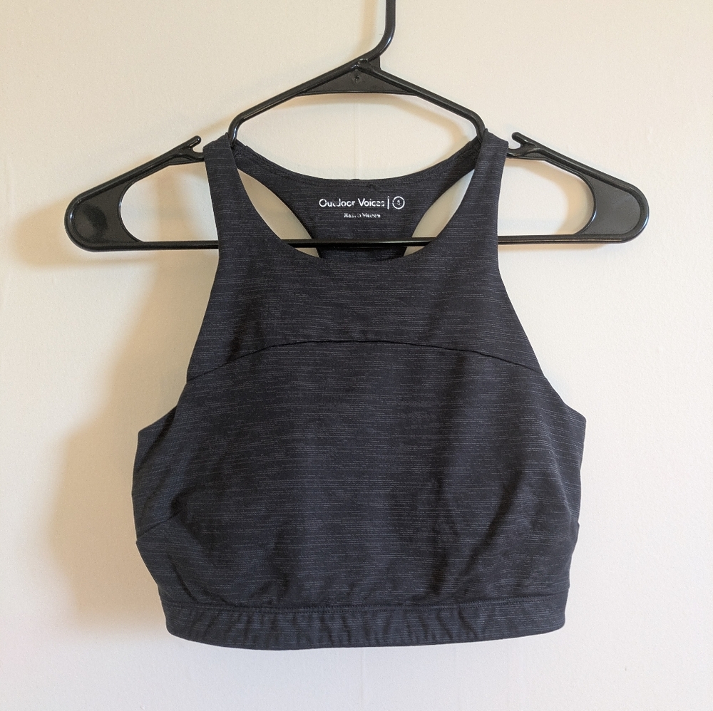 Outdoor Voices Charcoal Black TechSweat Sports Bra Crop Top Activewear Small